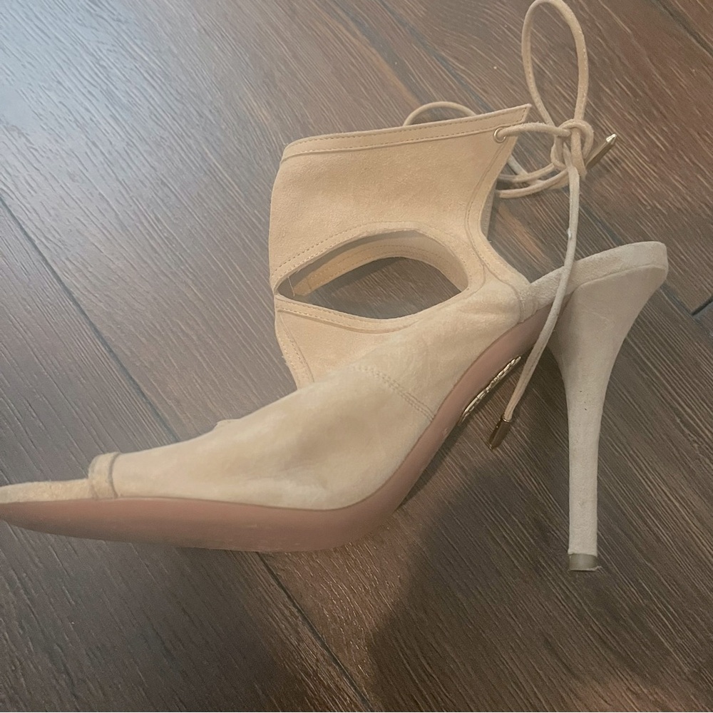Aquazzura Suede Tan Sandals with Ankle Strap 9